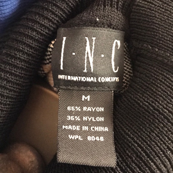 INC tan and black argyle turtleneck sweater - Picture 3 of 3